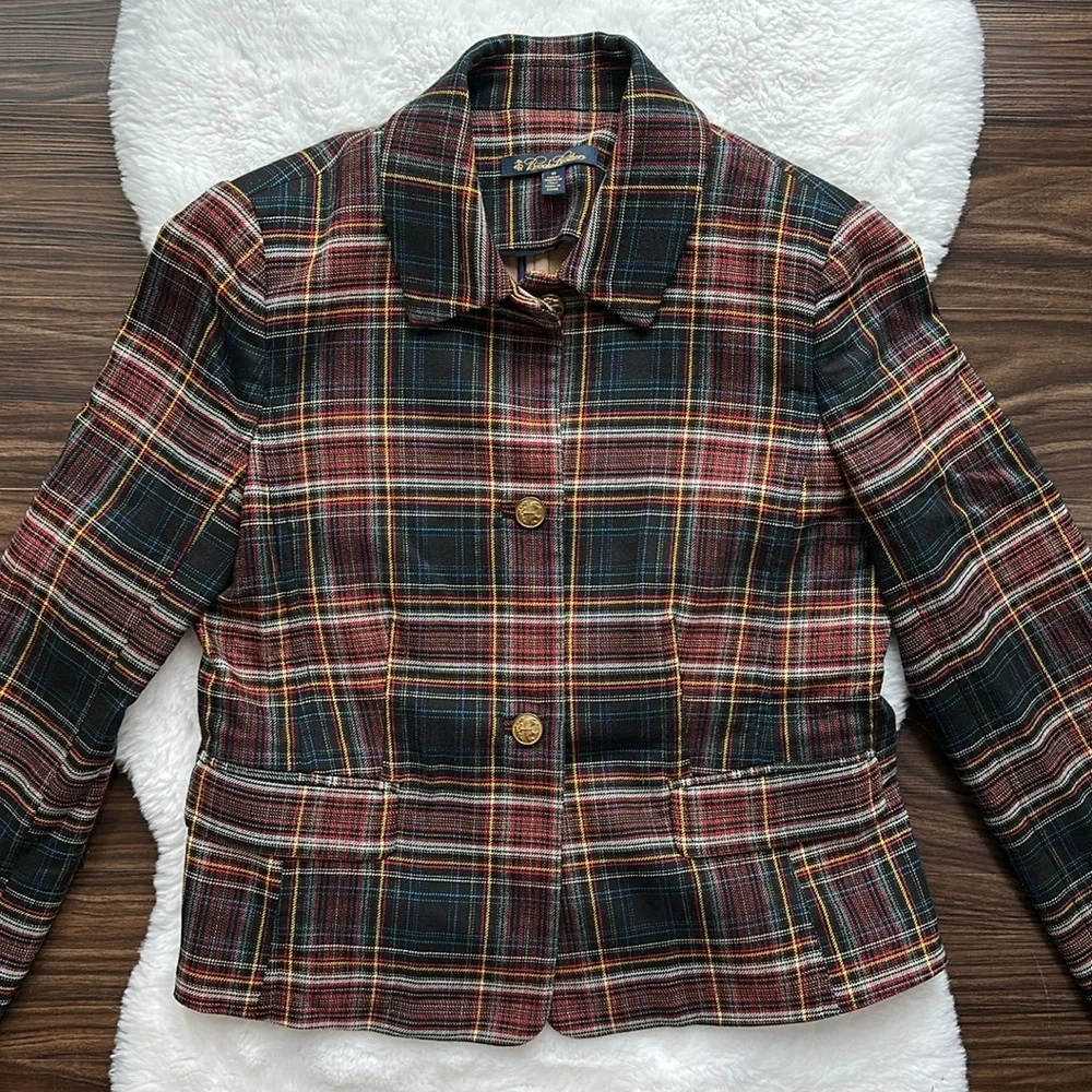 Brooks Brothers Plaid Light Jacket Wool Blend size 10 - Picture 1 of 10